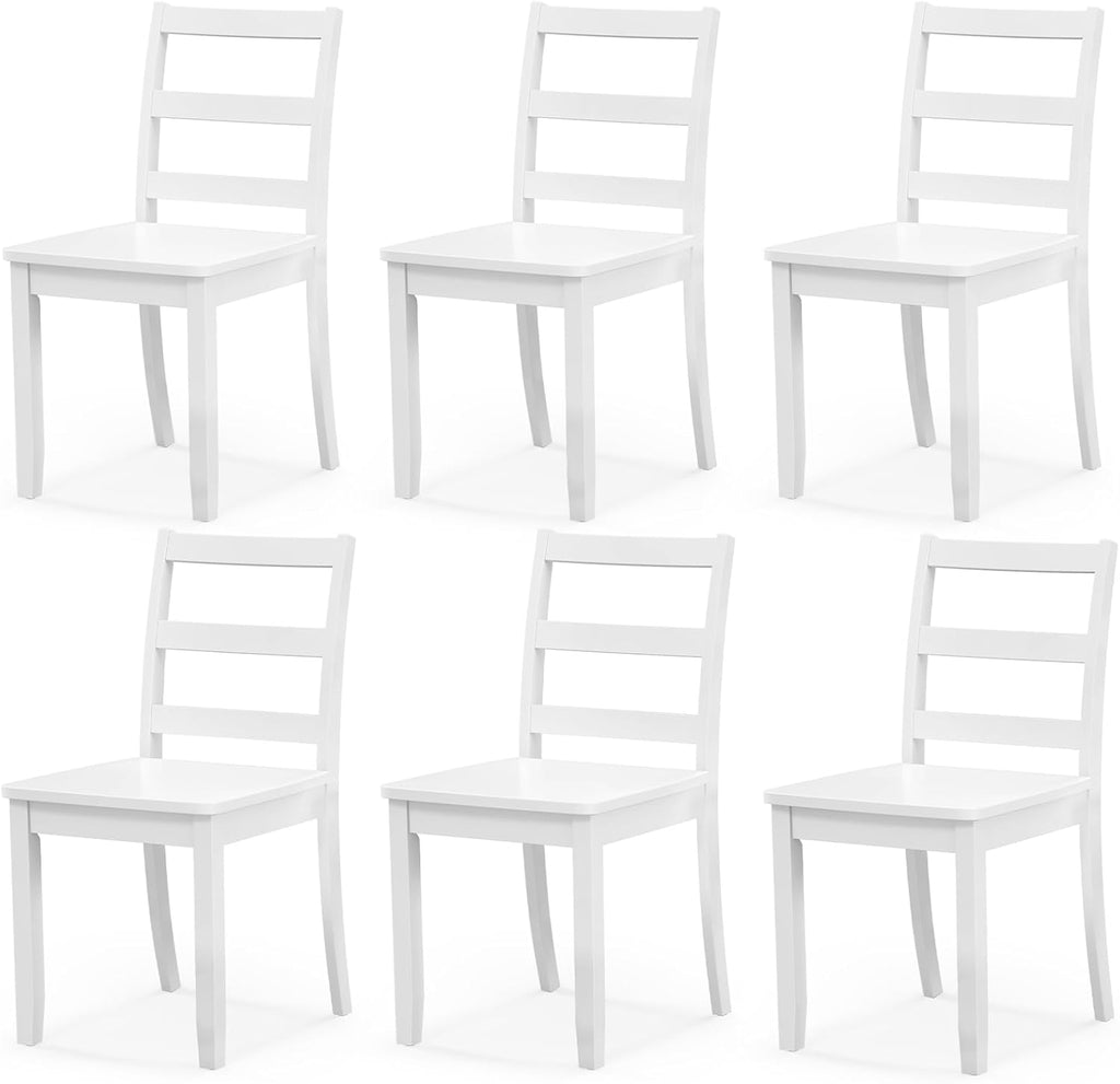 NAFORT Wood Dining Chairs Set of 6, High Ladder Back Kitchen Side Chair with Solid Rubber Wood Legs, Max Load of 400 Lbs, Modern Restaurant Chairs for Kitchen and Dining, Home Workspace