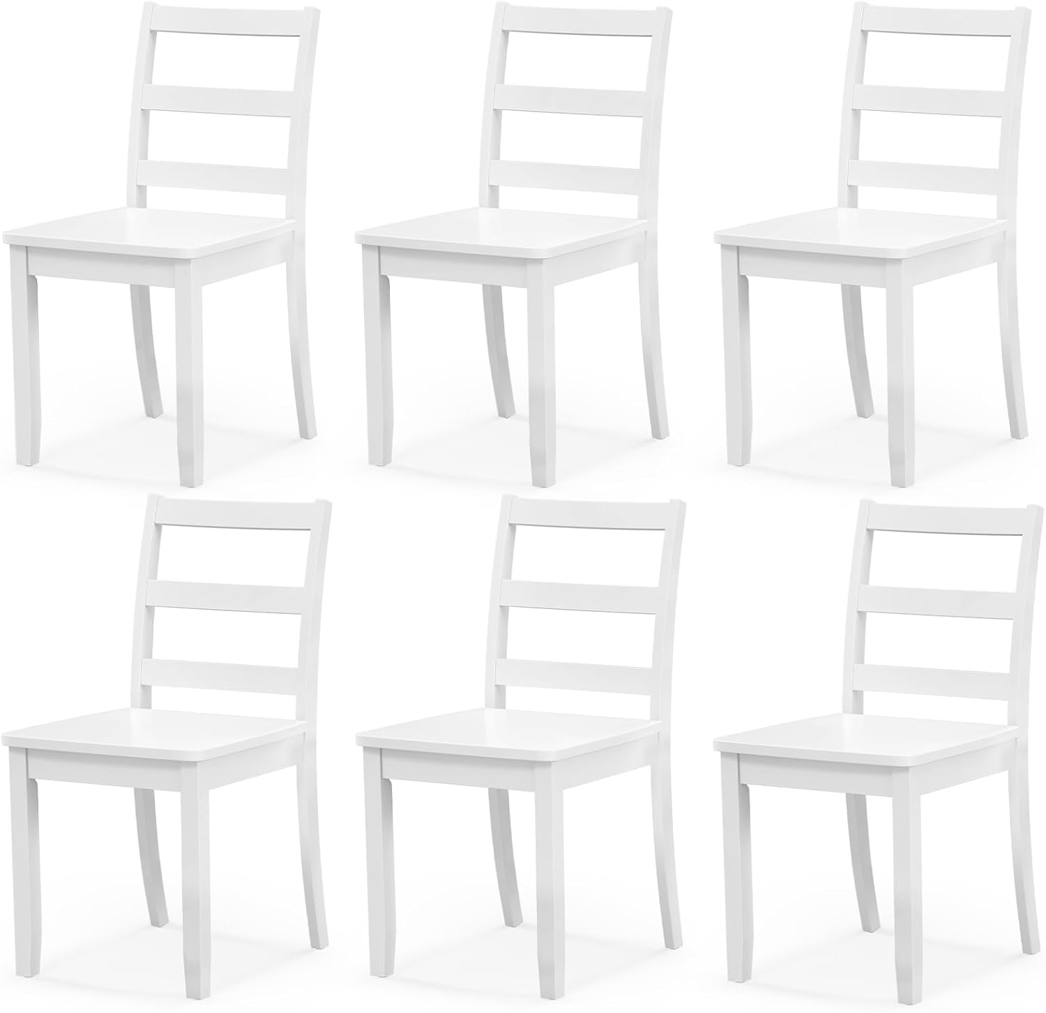 NAFORT Wood Dining Chairs Set of 6, High Ladder Back Kitchen Side Chair with Solid Rubber Wood Legs, Max Load of 400 Lbs, Modern Restaurant Chairs for Kitchen and Dining, Home Workspace