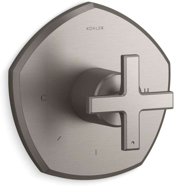 Kohler T27040-3-BN OCCASION™ Thermostatic valve trim with cross handle, Vibrant Brushed Nickel