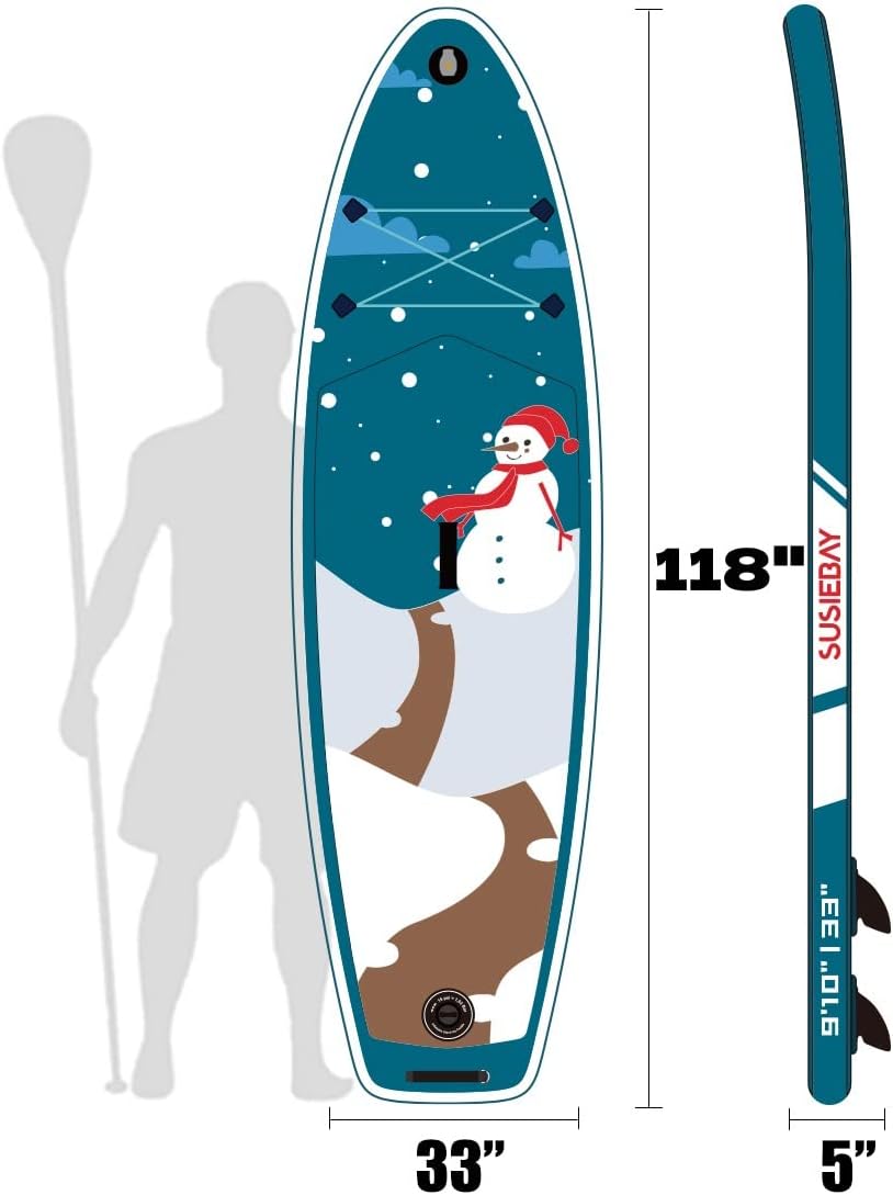 Inflatable Paddle Board 9.9'x33 x5 with Premium SUP Accessories & Backpack, Wide Stance, Bottom Fin for Paddling, Paddle, Leash, Surf Control, for Youth & Adult