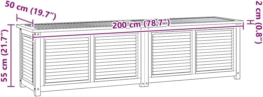 vidaXL Solid Teak Wood Patio Storage Box - Ample Storage Space, Water- Lining, Easy Assembly, Stylish and Durable
