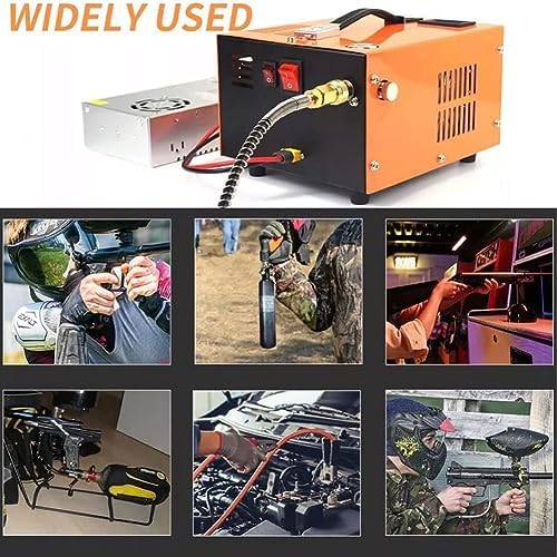 Portable Compressor, PCP Air Compressor, 30Mpa 4500Psi High Pressure Air Gun Pump with Auto Stop, Oil/Water Free PCP Compressor Pump with Built in Power Converter for Fire Diving
