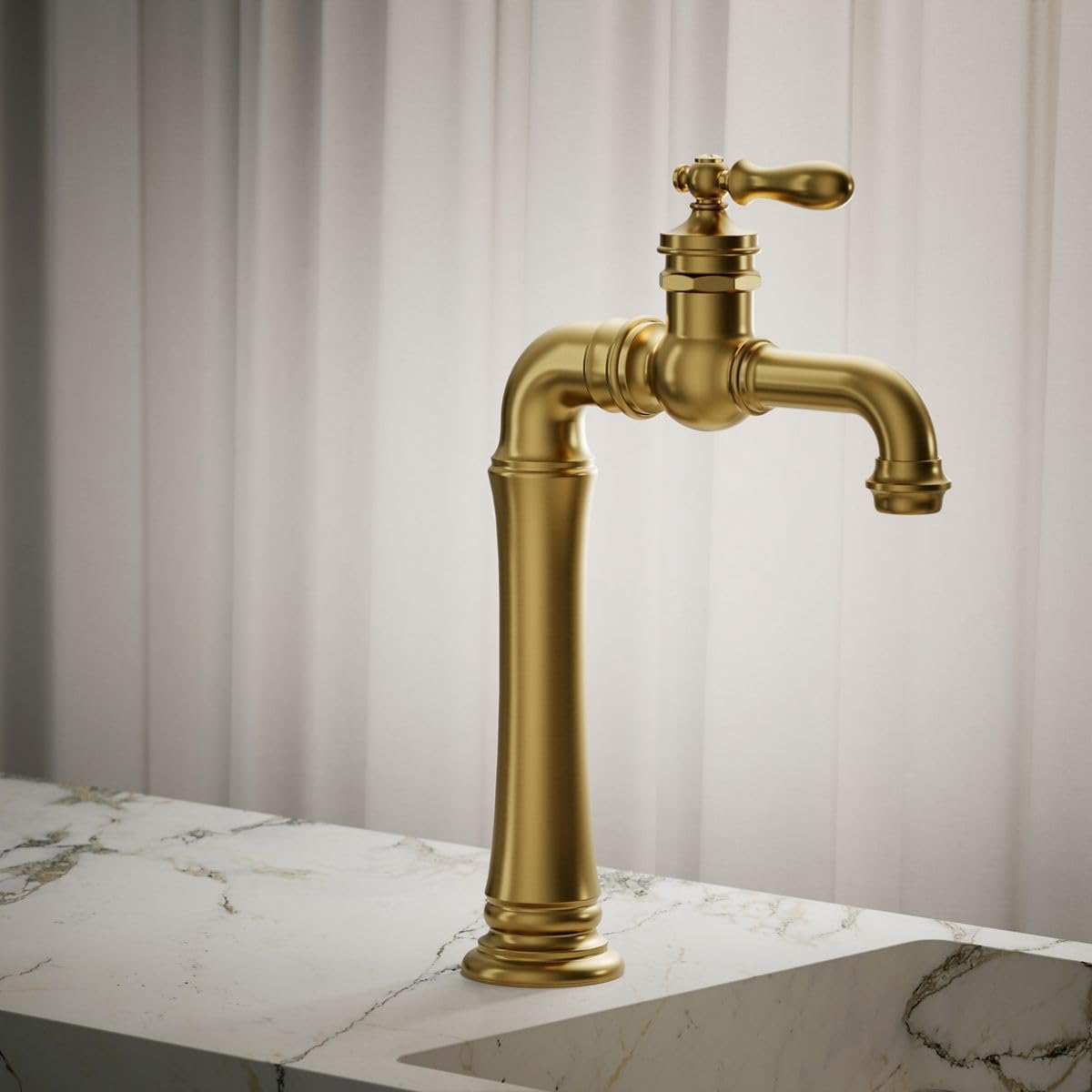Kohler 72763-9M-2MB Artifacts® Gentleman's® Single-Handle Bathroom Sink Faucet, 1.2 gpm, Vibrant Brushed Moderne Brass