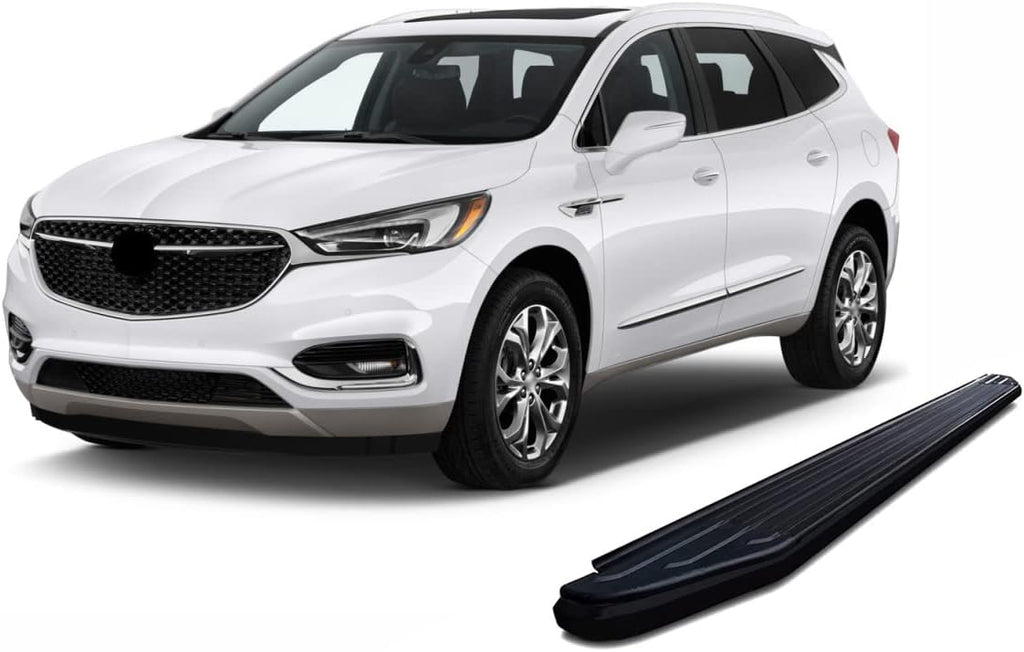 Black Horse PEERLESS Running Boards Black Compatible with 2018-2023 Chevrolet Traverse|2018-2024 Buick Enclave-PR-G179BK