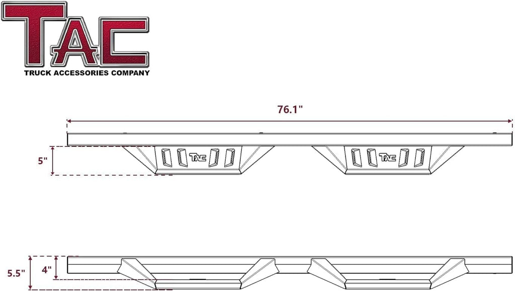 TAC Sidewinder Running Boards Fit 2015-2026 Chevy Colorado/GMC Canyon Crew Cab 4' Drop Side Step Nerf Bar Rocker Slider Pickup Truck Exterior Accessories 2pcs