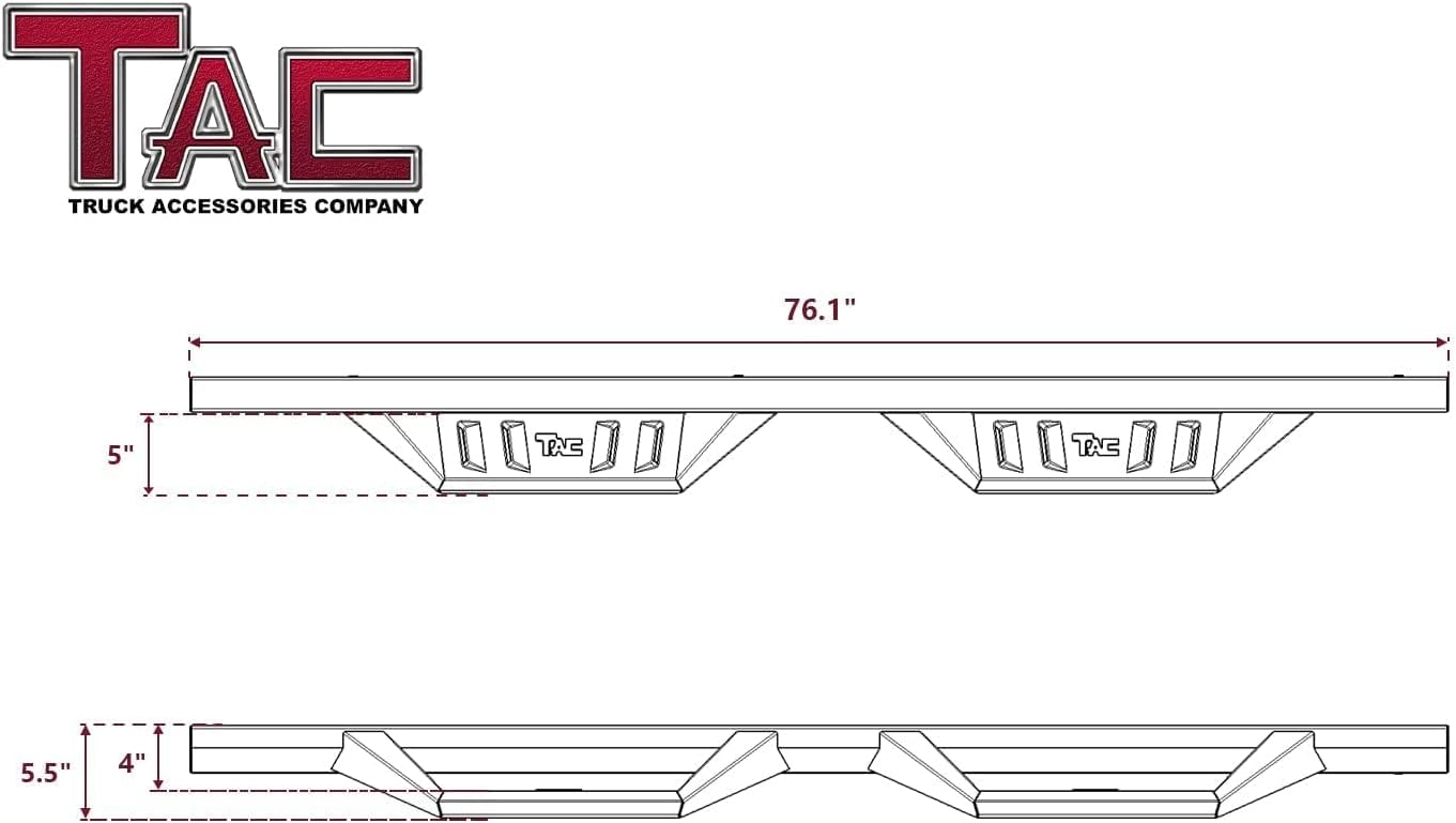 TAC Sidewinder Running Boards Fit 2015-2026 Chevy Colorado/GMC Canyon Crew Cab 4' Drop Side Step Nerf Bar Rocker Slider Pickup Truck Exterior Accessories 2pcs