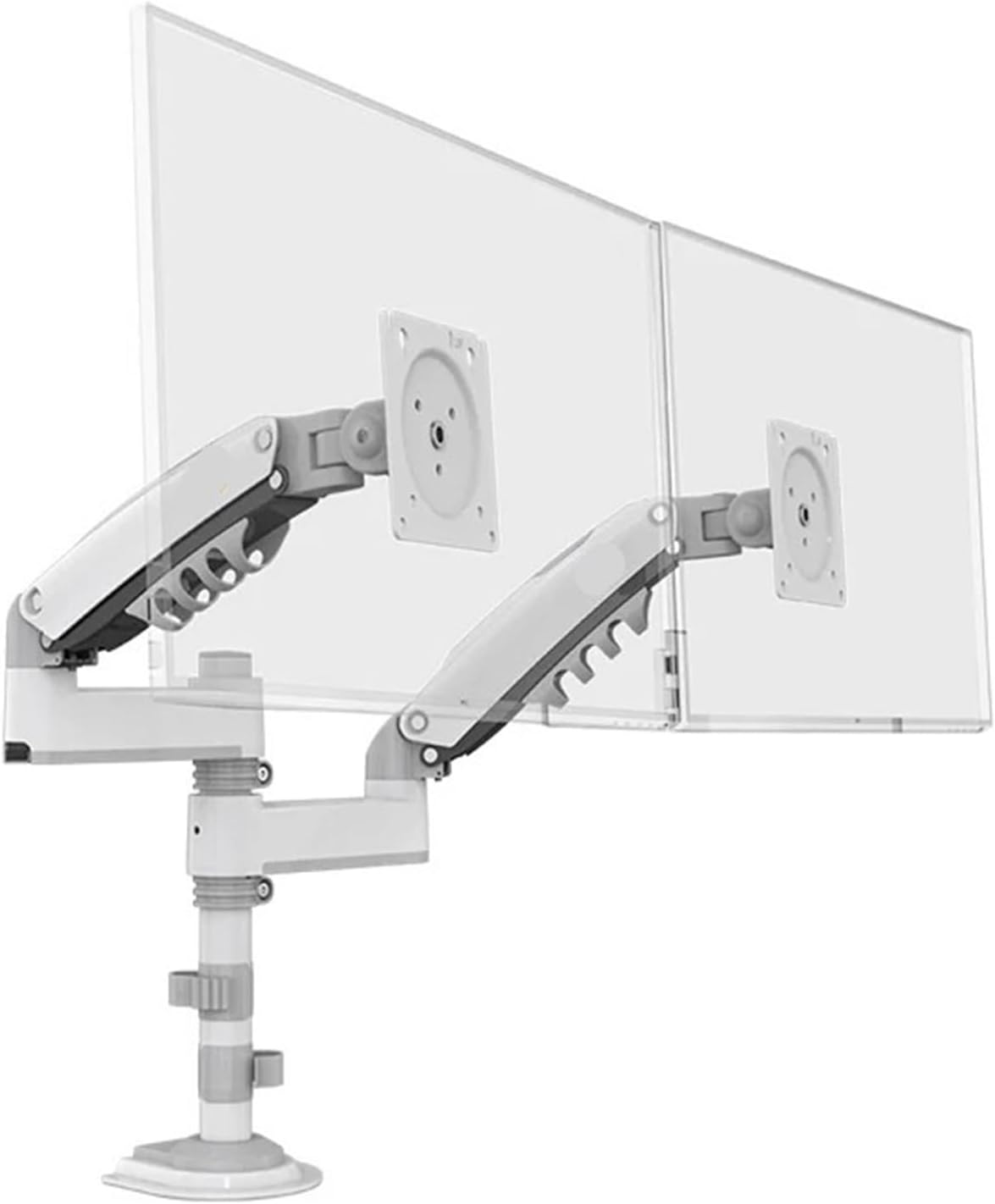 H180 17'-27' 22'-32' Dual Monitor Table Stand Gas Spring Full Motion LCD TV Stand 2-9 kg 2-12 kg Double Arm Clamp Stand(2-9kg White)