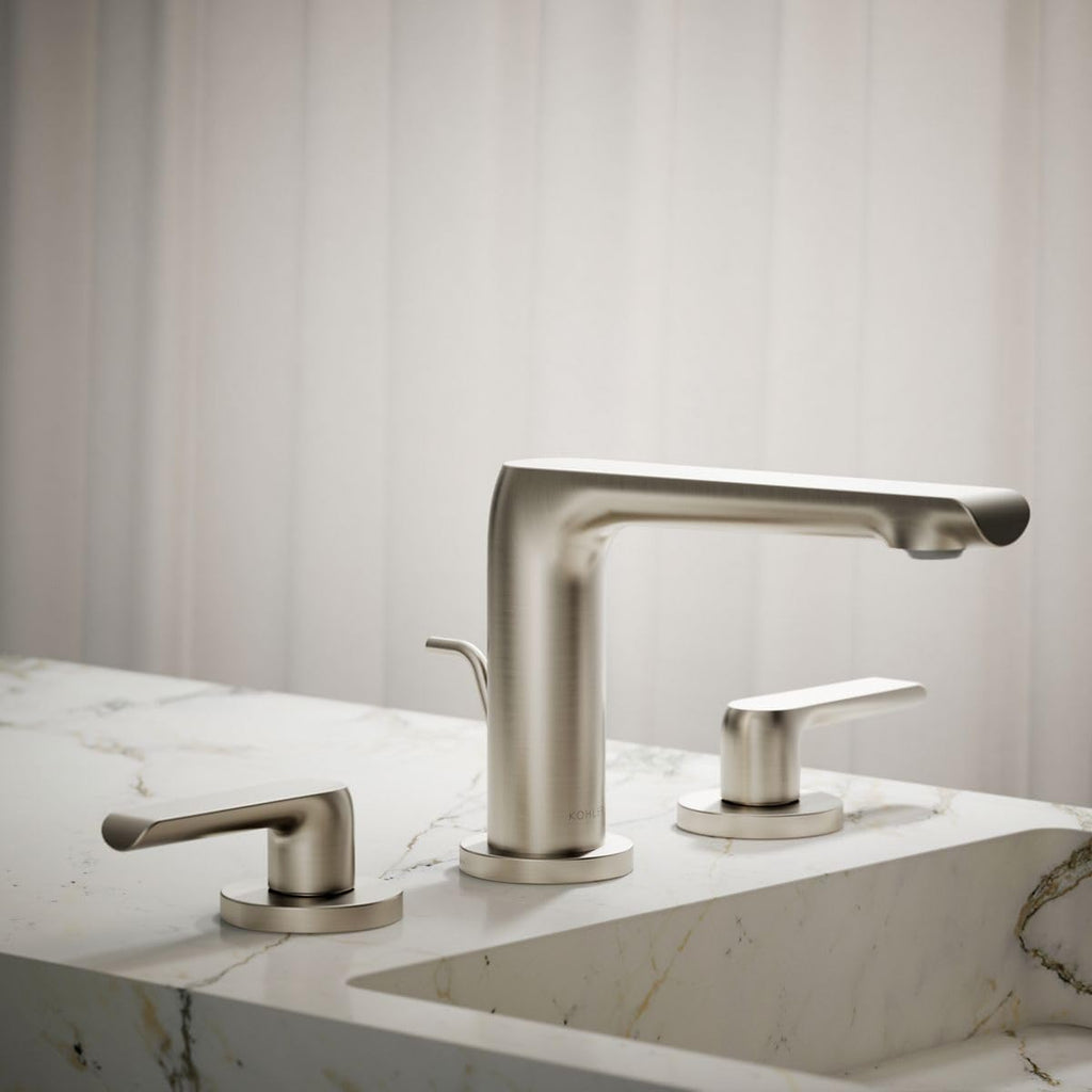 KOHLER K-97352-4N-BN Avid™ Widespread Bathroom Sink Faucet, 0.5 GPM, Minimalist Design, Premium Durable Metal, Corrosion Resistant, Vibrant Brushed Nickel