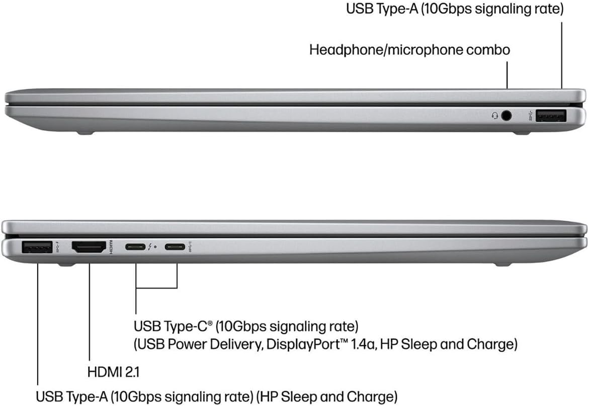 HP Envy x360 2-in-1 AI Copilot Laptop, 16' WUXGA Touchscreen, AMD Ryzen 7-8840HS(Beats i7-1355U), 16GB DDR5, 2TB SSD + 256GB Portable SSD Hub, Backlit, Webcam, Type-C/DP 1.4, Win 11 Pro