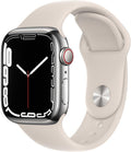 Apple Watch Series 7 (GPS + Cellular, 41MM) Silver Stainless Steel Case with Starlight Sport Band (Renewed)