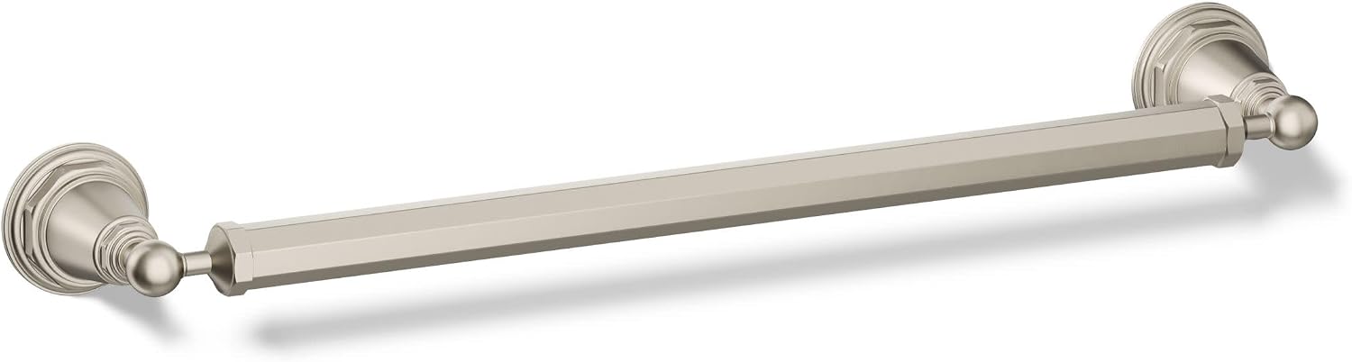 KOHLER K-13108-BN Pinstripe 18-Inch Bathroom Towel Bar, Vibrant Brushed Nickel