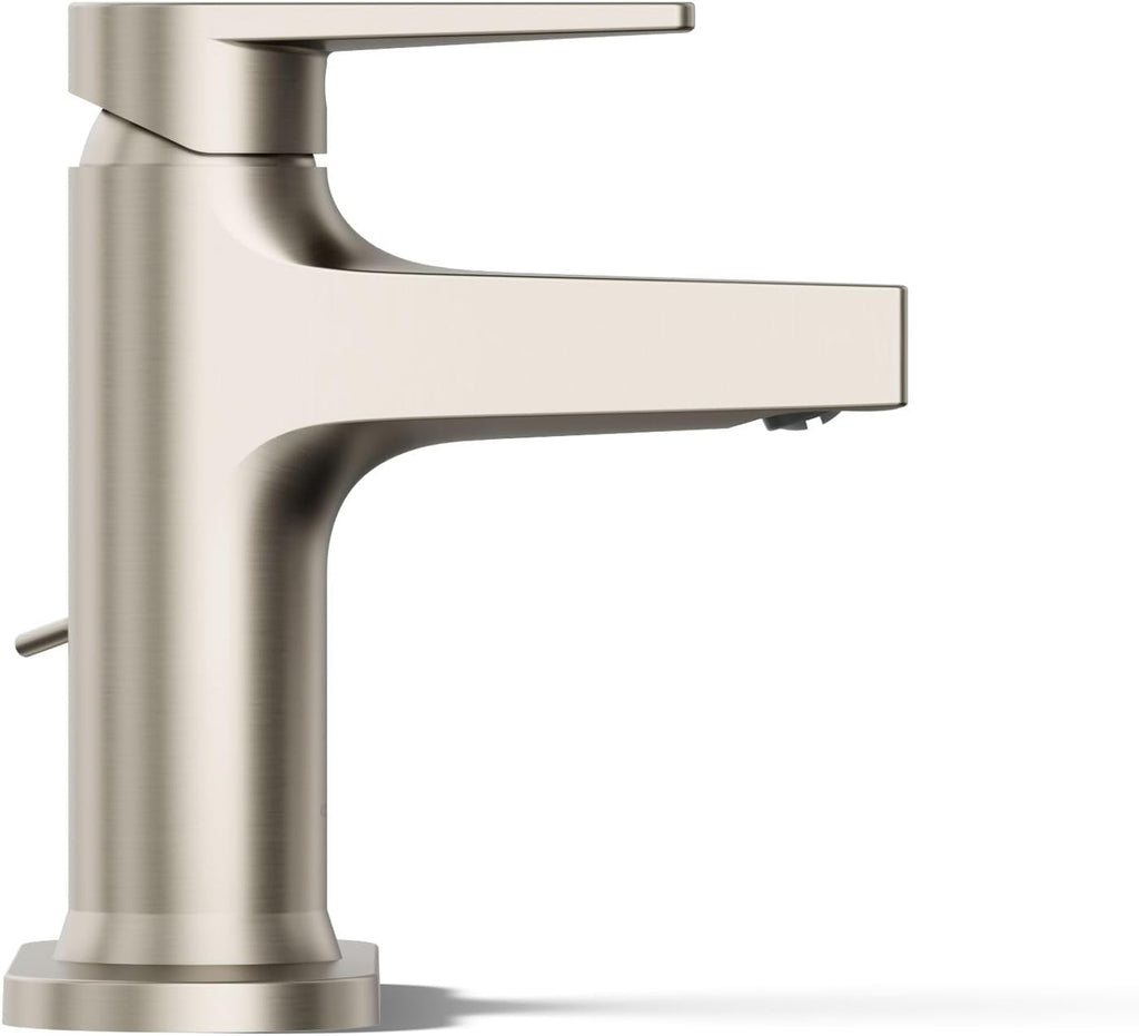 KOHLER K-74021-4-BN Taut® Single-Handle Bathroom Sink Faucet, 1.2 GPM, Minimalist Design, Corrosion Resistant, Vibrant Brushed Nickel