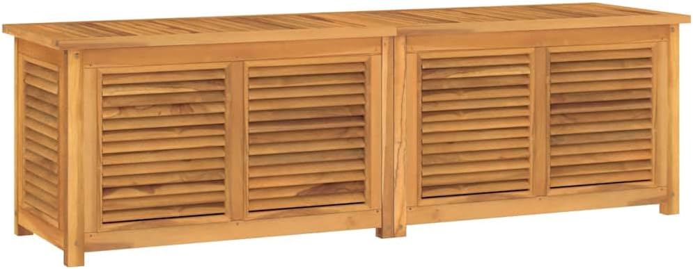 vidaXL Solid Teak Wood Patio Storage Box with Water- PE Bag, ic Indoor and Outdoor Furniture with Ample Storage Space – 68.9'x19.7'x20.9'