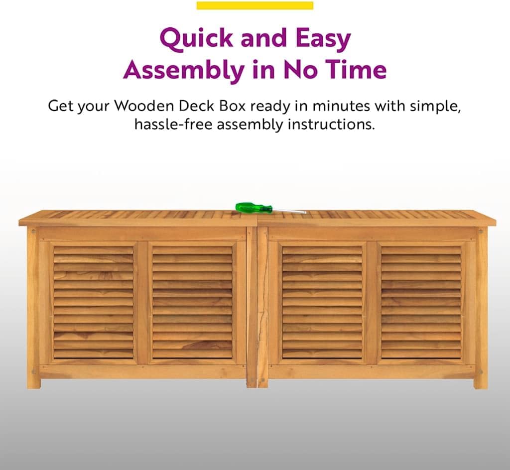 vidaXL Solid Teak Wood Patio Storage Box - Ample Storage Space, Water- Lining, Easy Assembly, Stylish and Durable