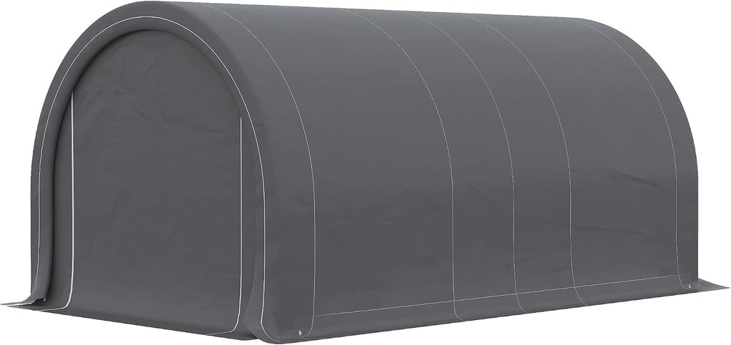 Outsunny 10' x 16' Carport, Heavy Duty Portable Garage Storage Tent with Large Zippered Door, Anti-UV PE Canopy Cover for Car, Truck, Boat, Motorcycle, Bike, Garden Tools, Outdoor Work, Gray