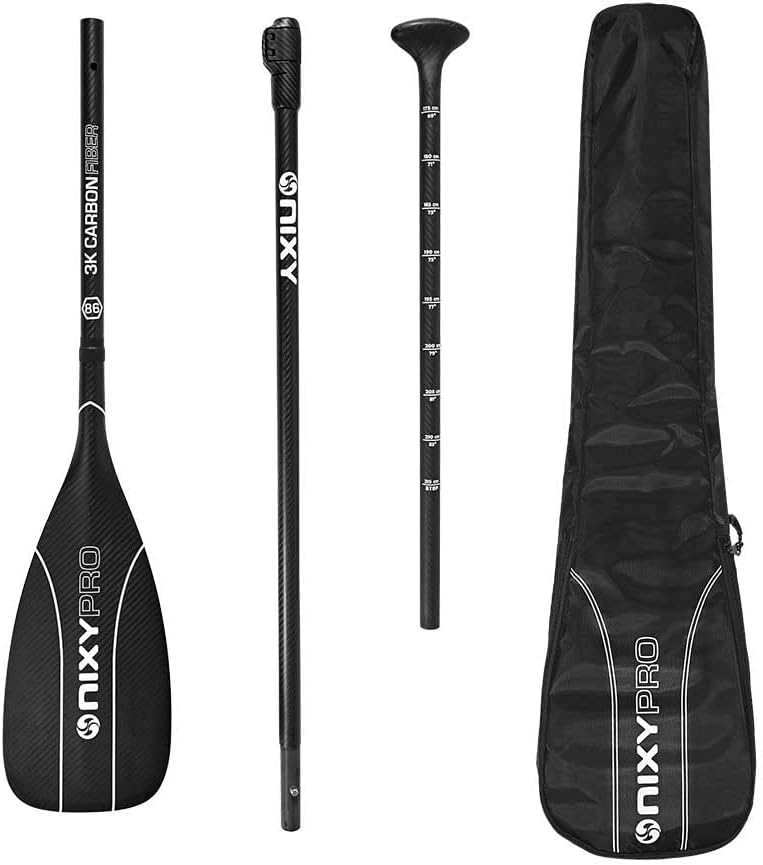NIXY Full Carbon Fiber SUP Paddle – Adjustable 3 Piece Pro Paddle with ABS Blade Edge for Stand Up Paddle Board – Durable, Lightweight Floating Paddle