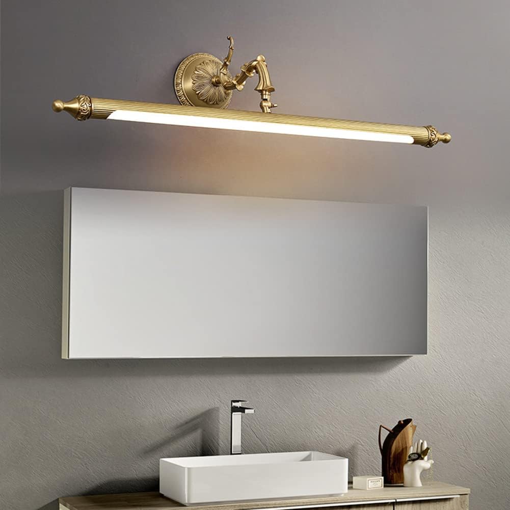 Antique Brass Bathroom Vanity Light Traditional Vanity Lighting LED Bathroom Wall Light Long Strip Vintage Sconce Light Bookshelf Library Lights in Gold - 28' Third Gear Dimming