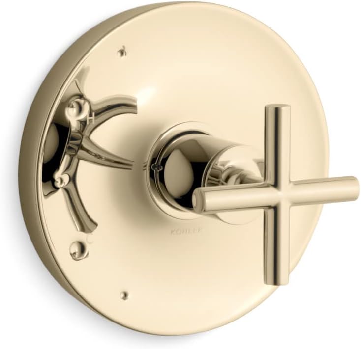 KOHLER TS14423-3-AF Purist Rite-Temp Valve Trim With Cross Handle, Vibrant French Gold