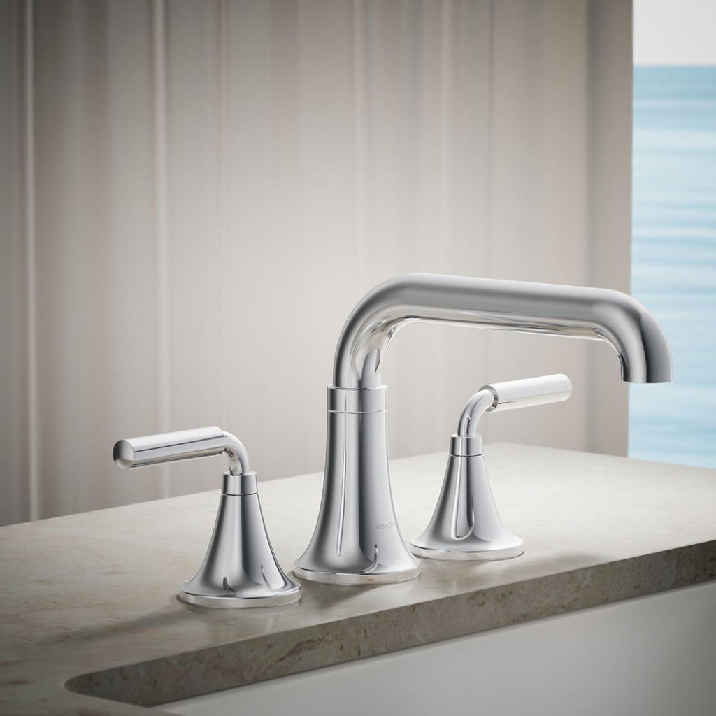 Kohler T27417-4-CP Tone™ Deck-Mount Bath Faucet Trim, Polished Chrome