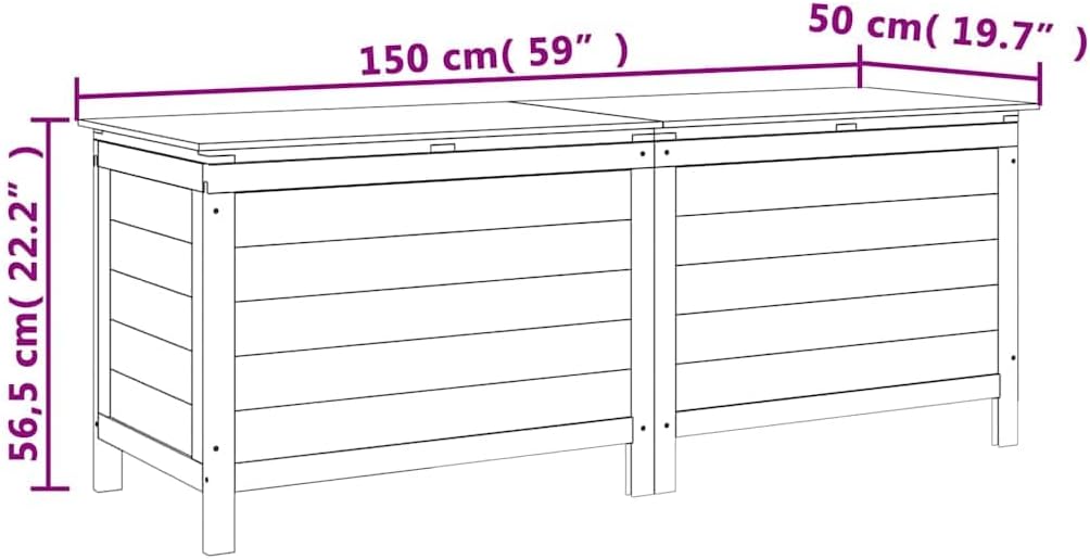 vidaXL Garden Storage Box White Solid Fir Wood 59.1 x 19.7 x 22.2 in