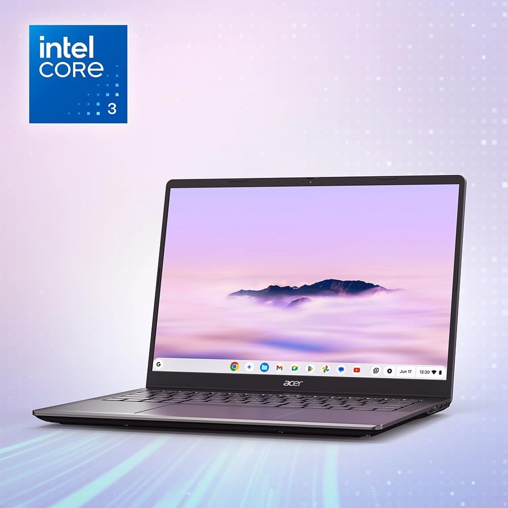 Acer Chromebook Plus 514 Laptop (14' FHD+ Touchscreen, Intel 8-Core i3-N355, 8GB RAM, 512GB SSD) Education, K12, Students & Business, 1080p Webcam, Backlit KB, Lightweight, Google AI, Chrome OS