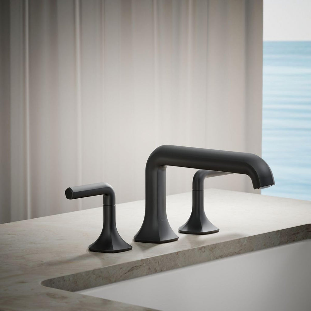 Kohler 27017-BL Occasion™ Deck-Mount Bath spout with Straight Design, Matte Black
