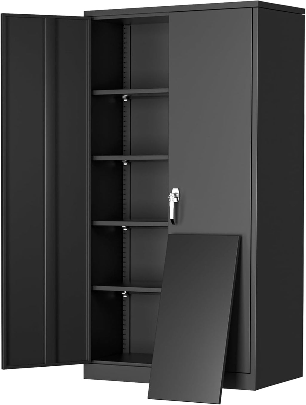 Greenvelly 72' H Metal Storage Cabinet, 36' W x 18' D Black Locking Metal Cabinet Garage Storage Cabinet with Doors and 4 Adjustable Shelves, Lockable Steel Cabinets for Home Office, Garage, School