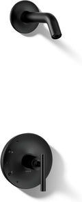 KOHLER Purist® Rite-Temp(R) shower valve trim with lever handle, less showerhead, Matte Black Trim, Matte Black, K-TLS14422-4-BL