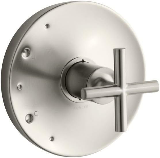 Kohler TS14423-3-BN Purist(R) Rite-Temp(R) valve trim with cross handle, Vibrant Brushed Nickel