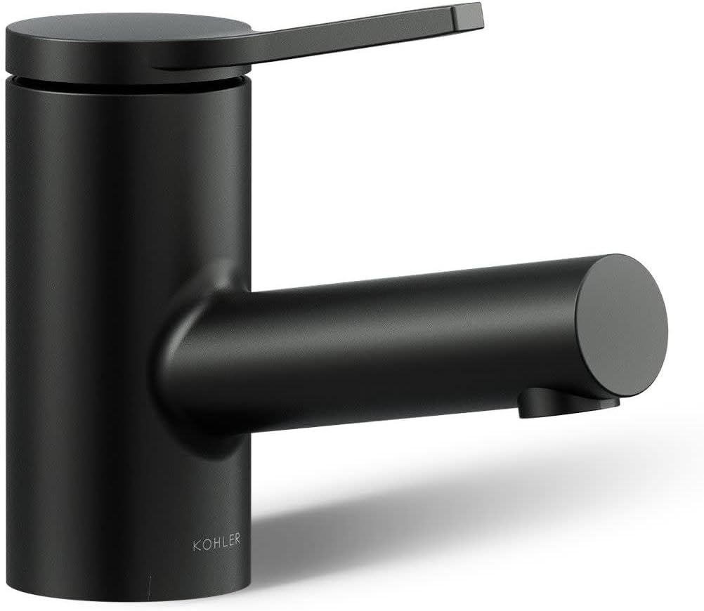 KOHLER K-33590-4N-BL Elate® Short Single-Handle Bathroom Sink Faucet, Single-Hole Bathroom Faucets, 0.5 GPM, Matte Black