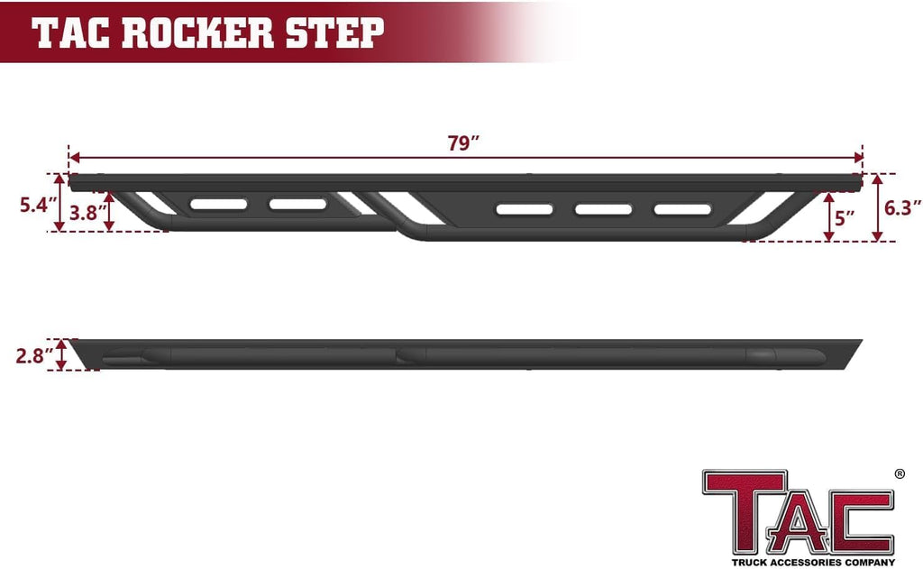 TAC Running Boards Compatible with 2019-2026 Ranger Supercrew Cab| Rocker Steps| Side Steps| Nerf Bars| Rocker Slider| Pickup Truck Exterior Accessories| Fine Texture Black (2pcs)