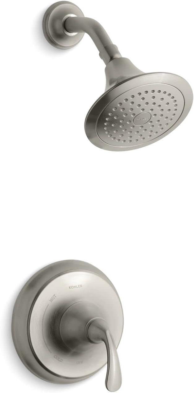 Kohler TS10276-4-BN Forte Sculpted Rite-Temp® Shower Valve Trim with 2.5 Gpm Showerhead Vibrant Brushed Nickel