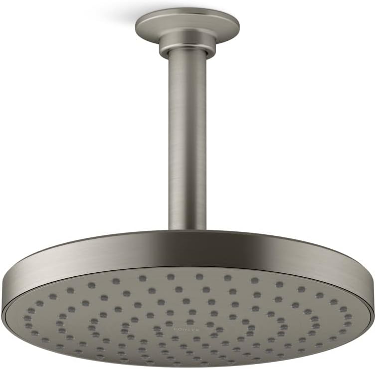 KOHLER 76464-Y-BN Awaken 8 Inch Single-Function Rain SHOWERHEAD, 8' Fixed Round Rainfall SHOWERHEAD, 2.5 GPM, Vibrant Brushed Nickel