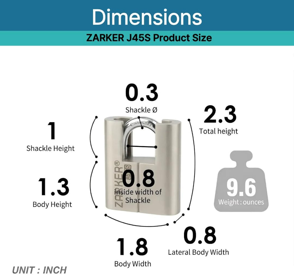 J45S keyed Alike Padlocks, Heavy Duty Stainless Steel Shackle Lock, 72 Keys, Waterproof and Rustproof Storage, Warehouses, Garage, Outdoors, 24-Pack