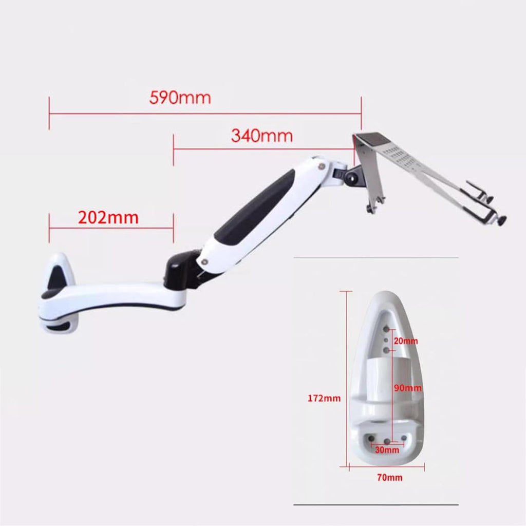 Laptop Wall Mount, Adjustable Laptop Holder, Vented Cooling Platform, with Pneumatic Extended Arm - Height Adjustable, Holds Up to 7KG, Fits 10 to 17 Inch Screen, White
