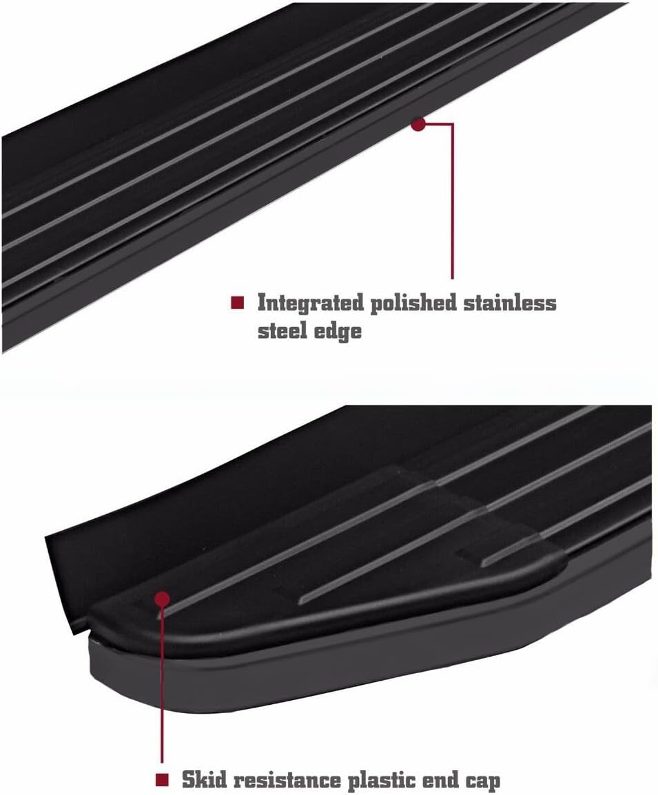 Black Horse PEERLESS Running Boards Black Compatible with 2018-2023 Chevrolet Traverse|2018-2024 Buick Enclave-PR-G179BK