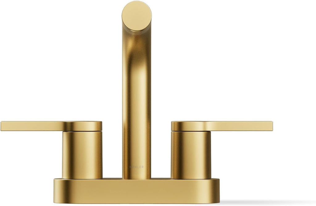 KOHLER K-33591-4N-2MB Elate® Centerset Bathroom Sink Faucet, Durable Brass, Contemporary Look, Easy Maintenance, Bathroom Faucets, 0.5 GPM, Vibrant Brushed Moderne Brass
