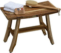 EcoDecors 24 Inch Satori Natural Teak Waterproof Teak Wood Shower Bench Stool Seat Chair for Inside Shower Provides Safety, Storage, and Organization for Bathroom Accessories