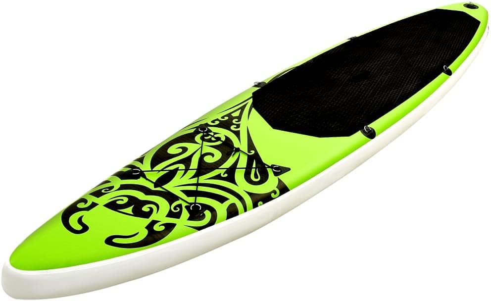 vidaXL Inflatable Paddleboard Set - 144.1'x29.9'x5.9' Stand Up Paddle Board in Green - Kayak & Paddleboard, Optimum Curve Design for Stability, Puncture-Proof and UV-Resistant Material, Includes H...