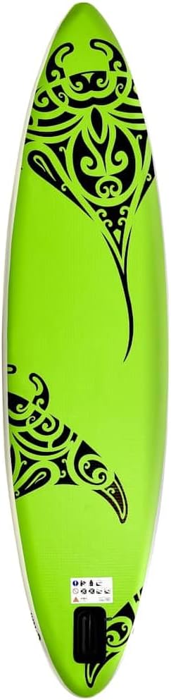 vidaXL Inflatable Paddleboard Set - 144.1'x29.9'x5.9' Stand Up Paddle Board in Green - Kayak & Paddleboard, Optimum Curve Design for Stability, Puncture-Proof and UV-Resistant Material, Includes H...