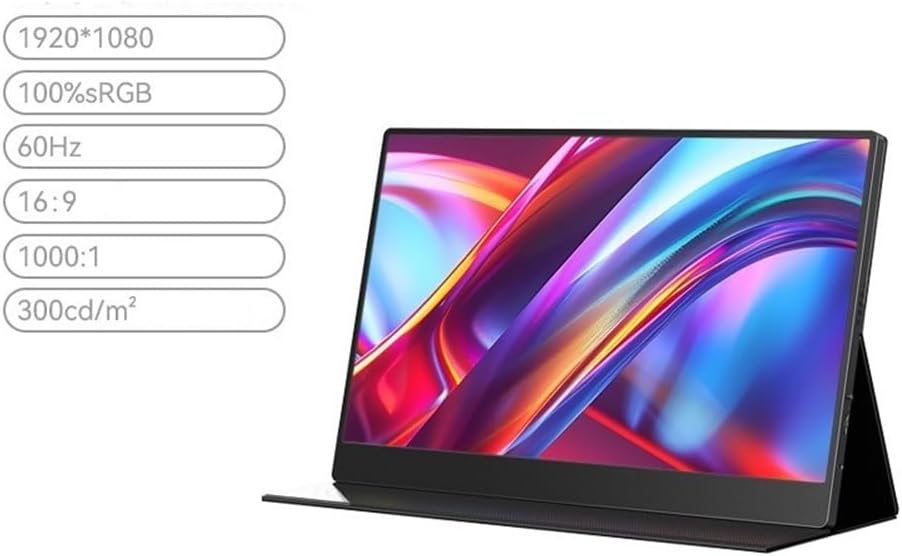 Portable Monitor for Laptop 15-inch Portable Monitor Full HD (1080p) 1920 X 1080, USB-C Connectivity Second Screen Portable Gaming Monitor