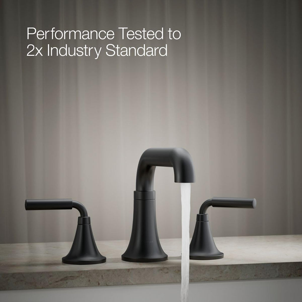 Kohler T27417-4-BL Tone™ Deck-Mount Bath Faucet Trim, Matte Black