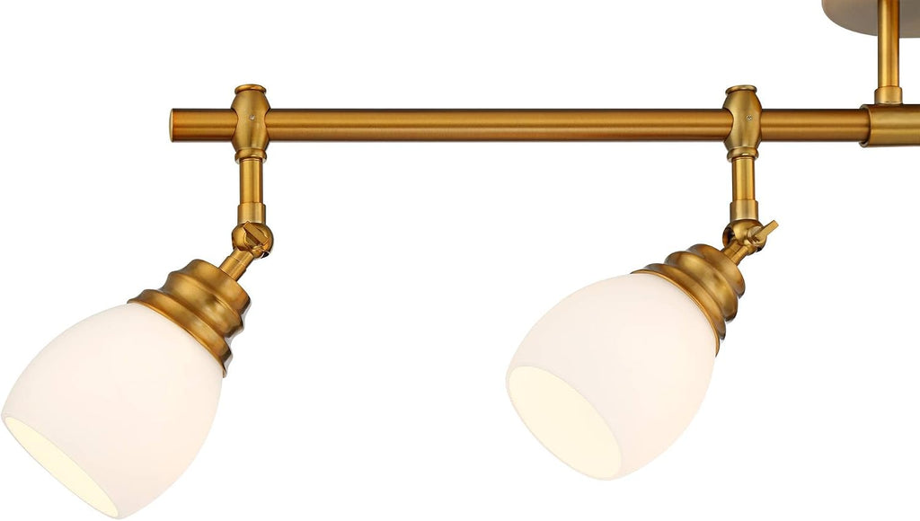 Pro Track Elm Park 4-Head Wall or Ceiling Track Light Fixture Kit Spot-Light Directional Adjustable Gold Finish Glass Modern Transitional Kitchen Bathroom Living Room Dining Hallway Bedroom 36' Wide