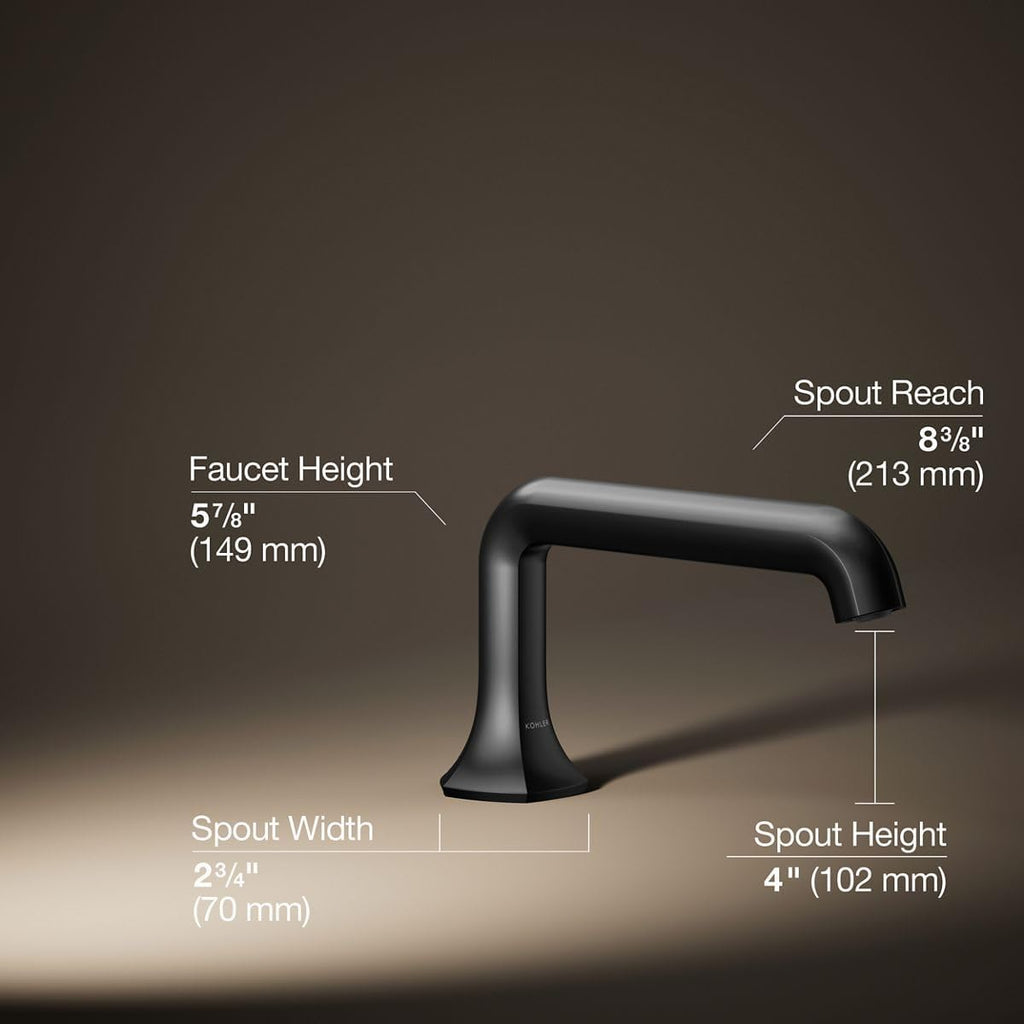 Kohler 27017-BL Occasion™ Deck-Mount Bath spout with Straight Design, Matte Black