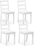 GOFLAME Dining Chairs Set of 4, Ladder Back Side Chairs with Solid Rubber Wood Legs & Non-Slip Food Pads, 4-Pack Space-Saving Armless Dining Chairs for Dining Room, Living Room, Restaurant, White