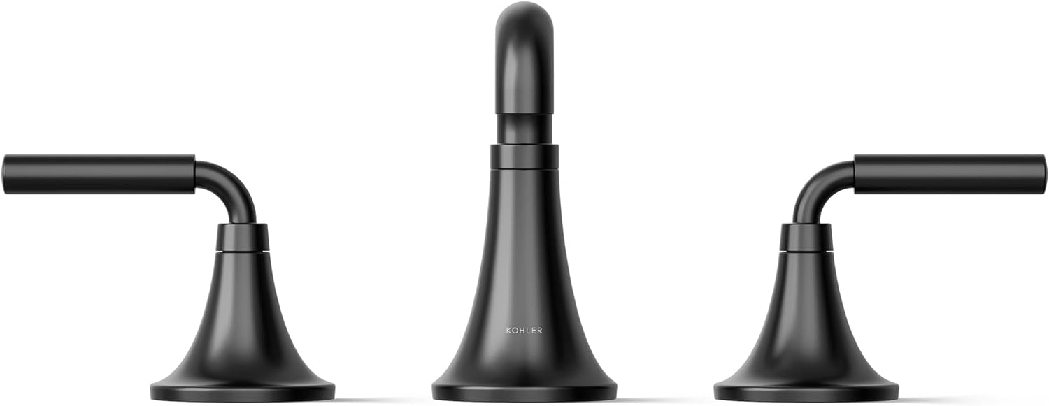 KOHLER 27416-4K-BL K-27416-4K-BL Tone Widespread Bathroom Sink Faucet, 1.0 GPM, Matte Black