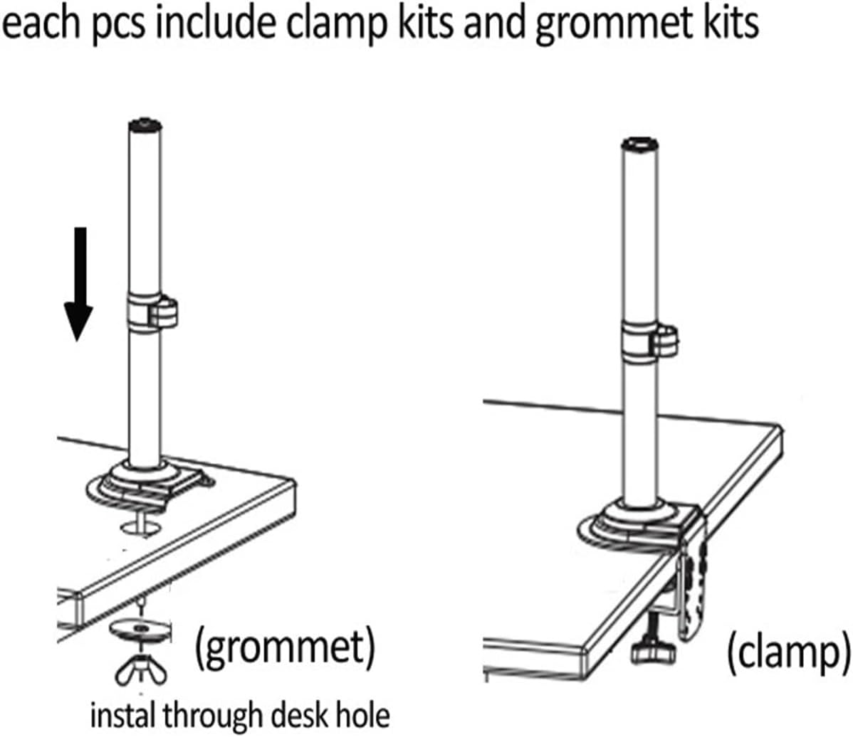 H180 17'-27' 22'-32' Dual Monitor Table Stand Gas Spring Full Motion LCD TV Stand 2-9 kg 2-12 kg Double Arm Clamp Stand(2-12kg VESA 200x100)
