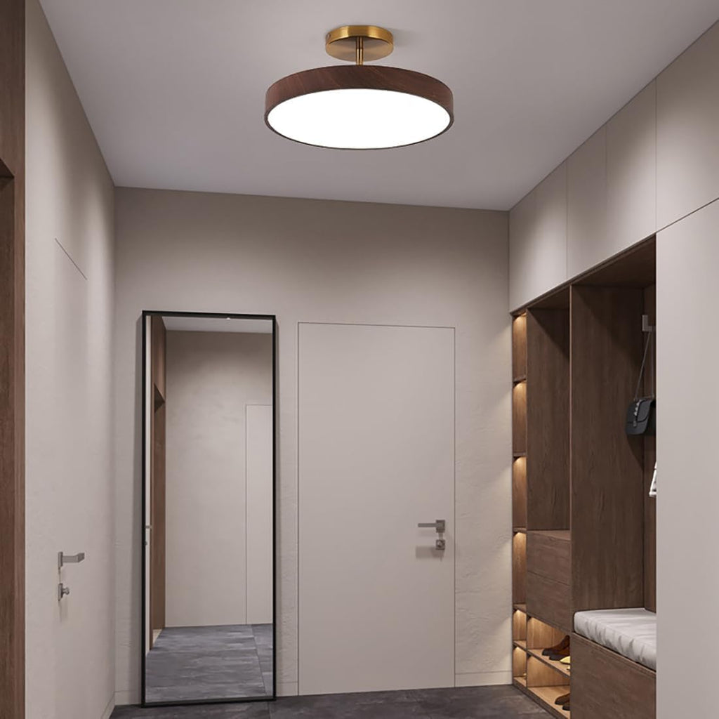 Mid Century Modern LED Ceiling Lighting Wood Art Decoration 15.6-inch White Light 2-Pack Nordic Modern Retro Lamp Round Pendant Lights for Dining Room Farmhouse Bedroom