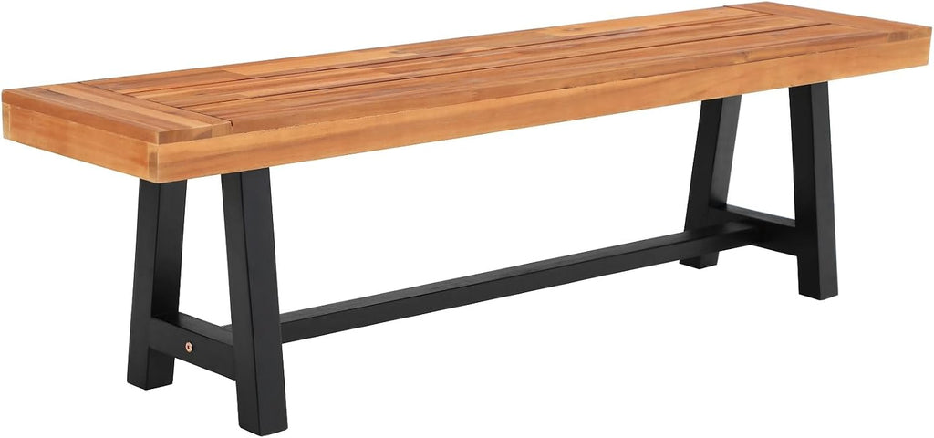 Sophia & William Outdoor Bench Garden Bench Wood 63', Patio Dining Bench Weatherproof, Wooden Park Front Porch Benches for Outside, Backless Acacia Wood Bench Long Narrow Clearance, Teak