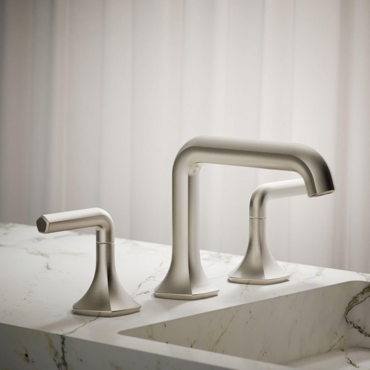 KOHLER 27009-K-BN Occasion Bathroom Sink Faucet Spout, Stationary Deck-Mount Bathroom Sink Spout, 1.0 gpm, Vibrant Brushed Nickel